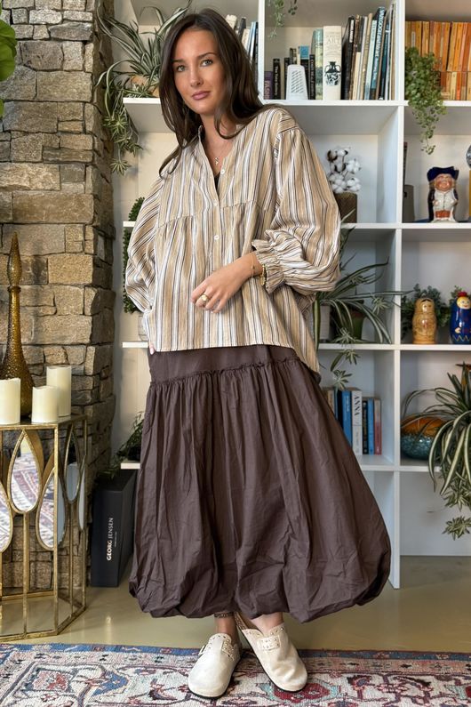 Paloma Bubble Hem Layering Dress Choc Chip